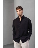 Oversize  Keten Görünümlü Gömlek