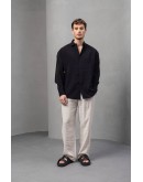 Oversize  Keten Görünümlü Gömlek