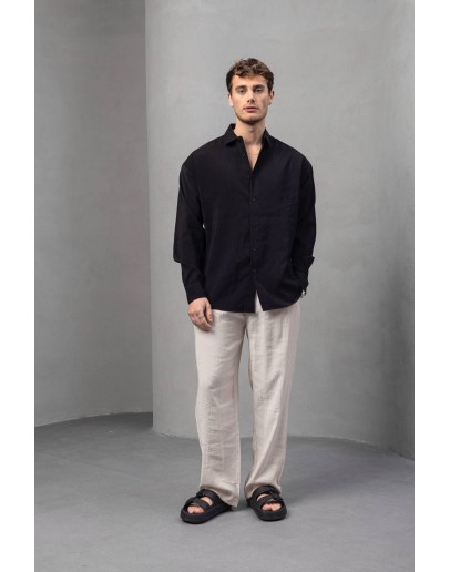 Oversize  Keten Görünümlü Gömlek