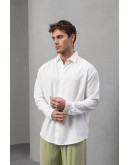 Oversize  Keten Görünümlü Gömlek