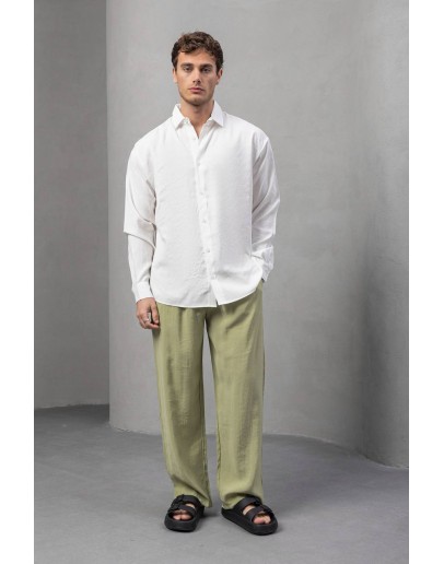 Oversize  Keten Görünümlü Gömlek