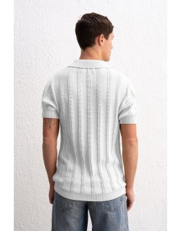 DOKULU POLO YAKA TRİKO T-SHİRT 