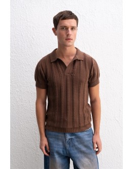 DOKULU POLO YAKA TRİKO T-SHİRT 