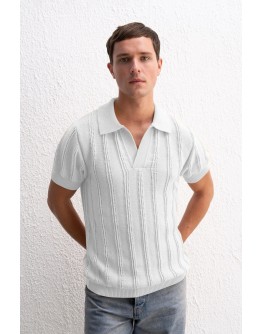 DOKULU POLO YAKA TRİKO T-SHİRT 