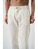  Mercan Koleksiyon Erkek Rahat Kalıp Keten Pantolon