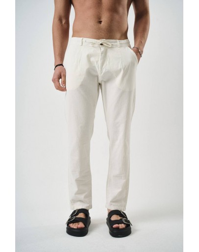  Mercan Koleksiyon Erkek Rahat Kalıp Keten Pantolon