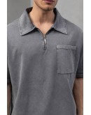 Oversize Yarım Fermuarlı T-Shirt